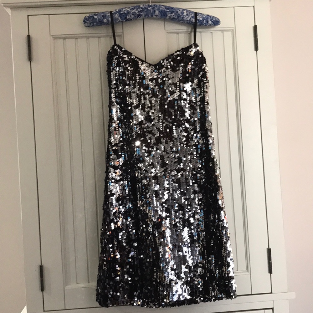 Black Sequin Mini Dress
